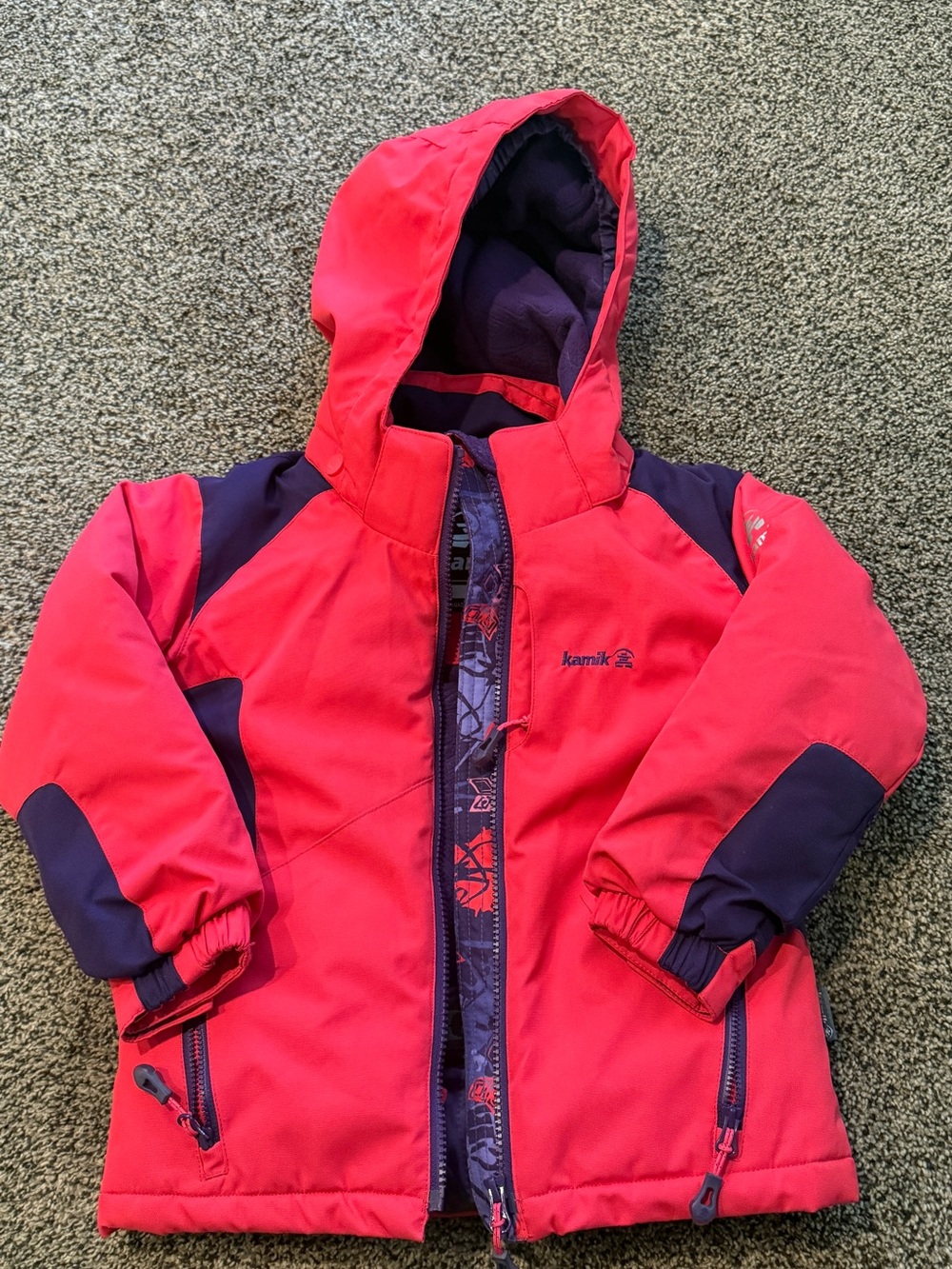 Kamik Kids' Insulated Snow Coat - Bright Pink & Purple